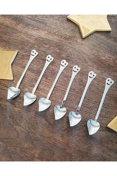 LOVYCO Emoji Teaspoon Set of 6 - Emoji Heart Teaspoon 6 Pieces