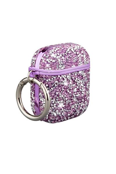 REDz Accessories Case For Apple Airpods 1/2, Full Protection, Carabiner, Purple