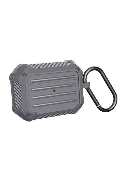 REDz Accessories Shockproof Case With Carabiner For Apple Airpods Pro, Gray