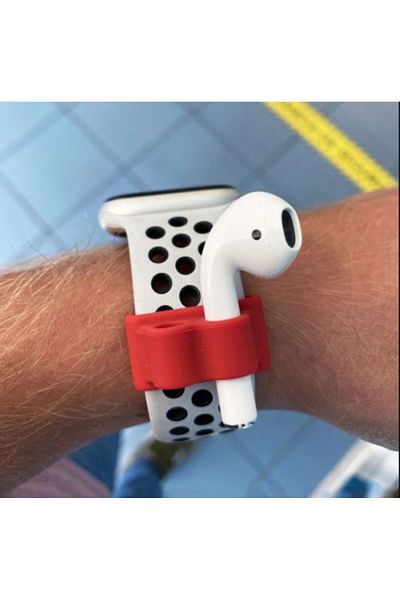 REDz Accessories Airpods headphone holder for Apple Watch strap, Red