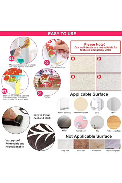 ForWhat Autocolant de perete în stil cu plante tropicale pentru decorarea bir...