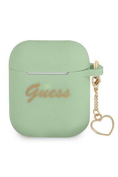 REDz Accessories Guess Protective Case for Apple AirPods 1/2, GUA2LSCHSN, Silicone Charm Heart Collection, Green