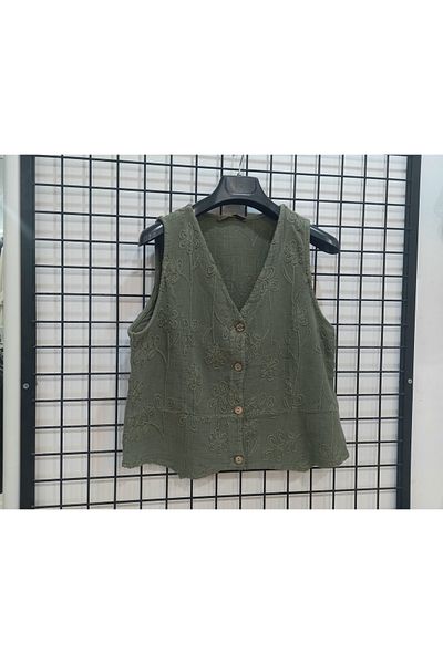 Butik Şans Embroidery Detailed Button Closure Vest