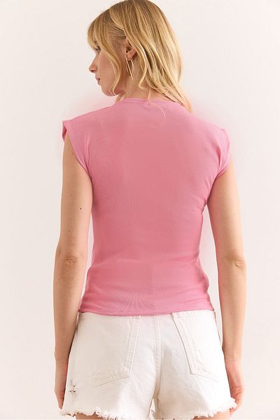Olalook Women's Candy Pink Bat Soft Textured Flexible Blouse Blz-19002877