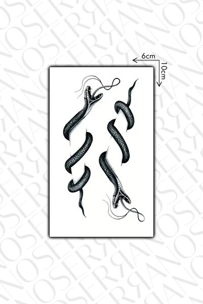 SERRANO Yılan Geçici Dövme Tattoo - Anında Görünüm - Doğru Uygulanırsa 2 Haftaya Kadar Kalıcı