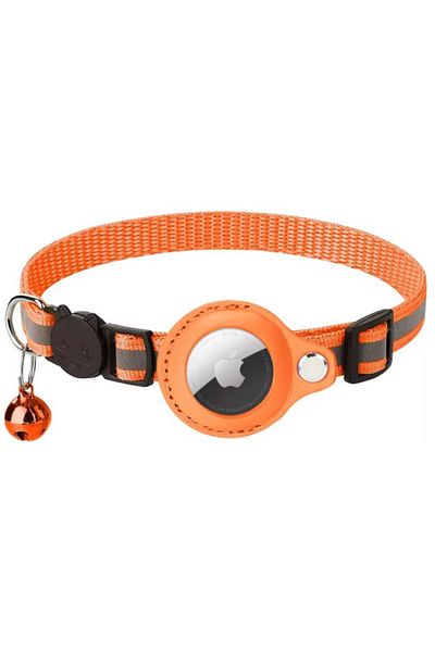 REDz Accessories Animal Collar for Airtag, Reflective, Bell, Textile, Orange