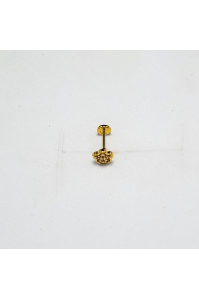 Piercing by Sever Flower Model Stylish Steel Piercing Gold/Gold Color and Transparent Stone (Targus Helix Conch Flat)