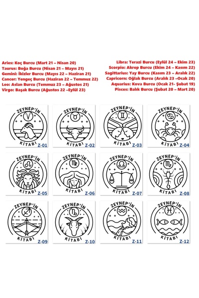 E-Hediyeci Special Design Seal for Zodiac Signs, Zodiac Themed Stamp, Gift Zodiac Stamp Z1 Series