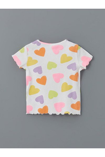 LC Waikiki Heart Printed Ruffle Camisole Girl's T-Shirt (S5)