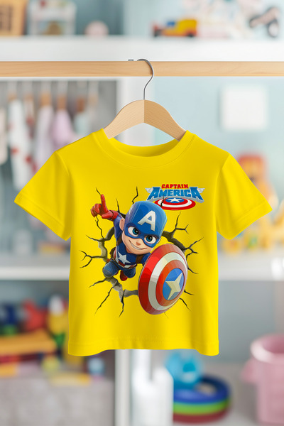 BookOrBook Tricou pentru copii Captain America Shield 100% bumbac de calitate...