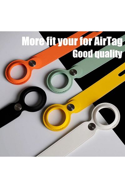 REDz Accessories Case for Apple Airtag, Keychain Type, Leather look, Yellow