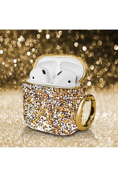 REDz Accessories Case For Apple Airpods 1/2, Full Protection, Carabiner, Gold