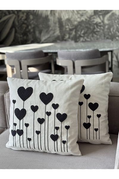 Skhome Husă de pernă brodata Heart Punch 1 bucată 43x43cm (PNC-119)