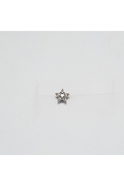 Piercing by Sever Yıldız Çiçek Çelik Piercing… Gümüş/Silver Renkli ve Şeffaf Taşlı (TRAGUS HELIX CONCH FLAT)
