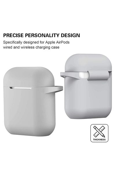 REDz Accessories Case For Apple Airpods 1/2, Silicone, Shockproof, Gray