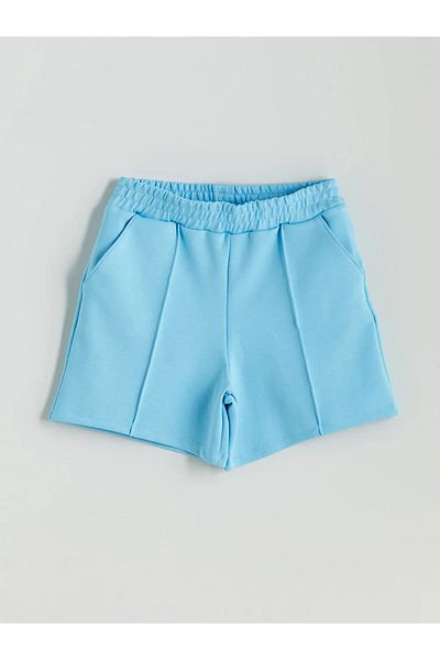 LC Waikiki Pantaloni scurți pentru fete LCW Kids Blue cu talie elastică