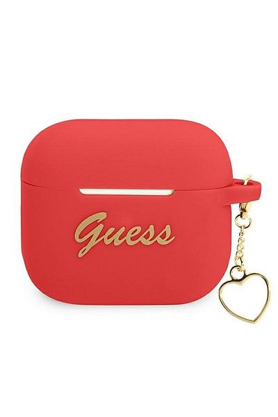 REDz Accessories Guess Protective Case for Apple AirPods 3, GUA3LSCHSR, Silicone Charm Heart Collection, Red