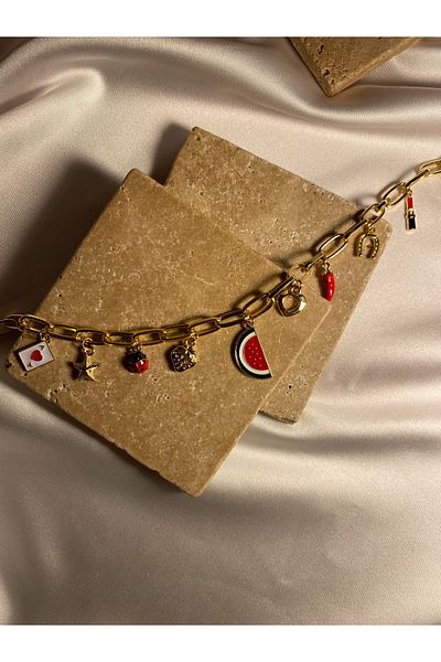 MODA Red Watermelon Charm Necklace