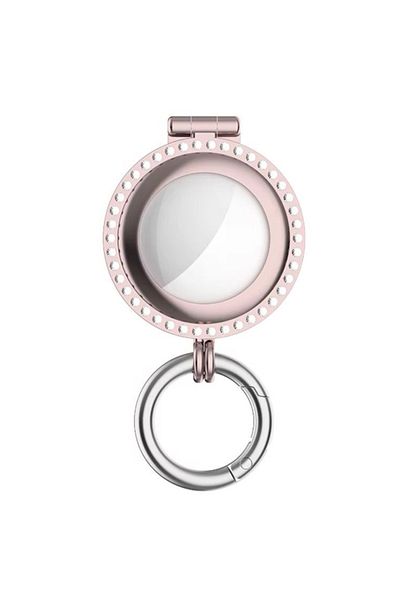 REDz Accessories Rhinestone Case for Airtag, Carabiner, Stainless-steel, Pink