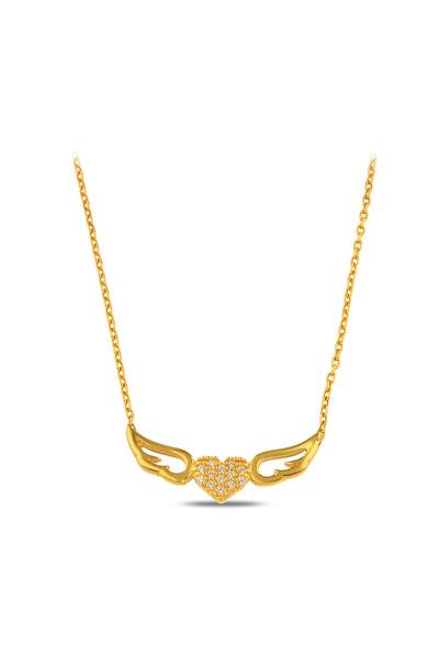 Akar Jewellery Melek Kanatlı Altın Kaplama Kalp Kolye