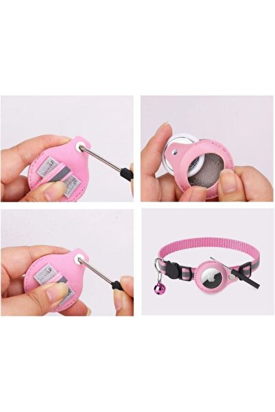 REDz Accessories Animal collar for Airtag, Reflective, Bell, Textile, Pink