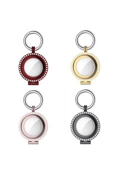 REDz Accessories Rhinestone Case for Airtag, Carabiner, Stainless-steel, Red