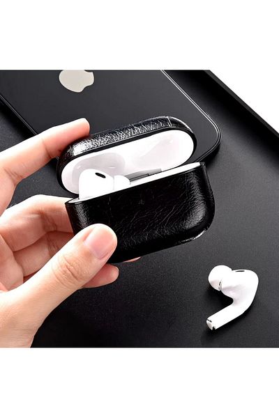 REDz Accessories Elite Case, Compatible With Airpods Pro 2, Select Look, Shock Protection, Leather Look, Black