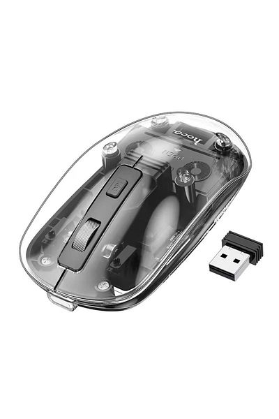 REDz Accessories Hoco GM29 Wireless Mouse, 2.4G and Bluetooth 5.0 Connection, USB Connector, Adjustable DPI, Black