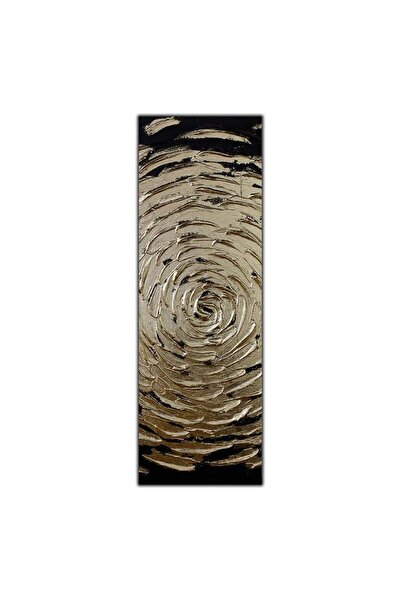 tablodekor SOYUT ALTIN VARAKLI DAİRESEL SPATULA İZLERİ DİKEY YOĞUN YAĞLI BOYA...