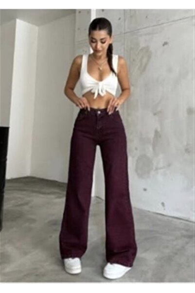 TheShine Bordo Likralı Yüksek Bel Pantolon