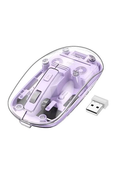 REDz Accessories Hoco GM29 Wireless Mouse, 2.4G and Bluetooth 5.0 Connection, USB Connector, Adjustable DPI, Lilac