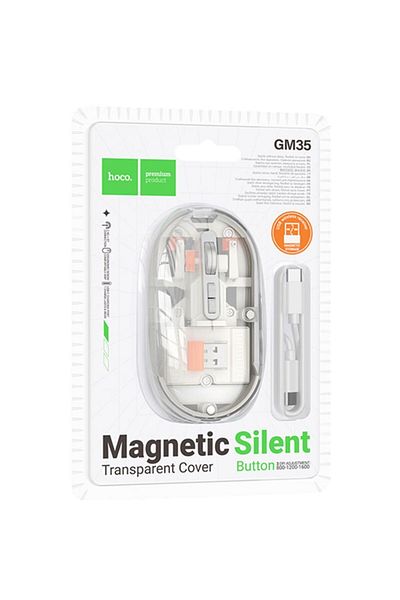 REDz Accessories Hoco GM35 Mouse, 2.4G and BT Connection, 300mAh, USB Connector, Adjustable DPI, Transparent