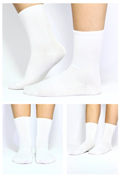 Adin Șosete de tenis din bambus sport, fără cusături, alb, 12 perechi