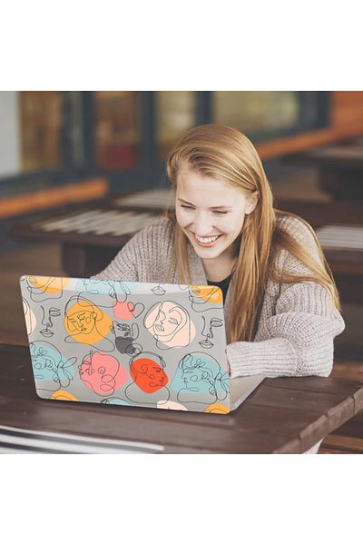 REDz Accessories Husă cu fețe, design artistic, compatibilă cu MacBook Air 13,6", transparentă și multicoloră