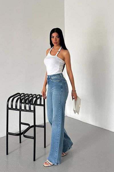 İstangül Butik ستريت فليكس جينز بالازو عالي الخصر