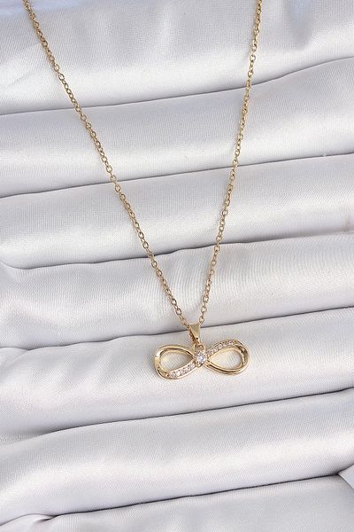Clariss 316L الصلب لون الذهب سلسلة الزركون حجر إنفينيتي نموذج قلادة المرأة