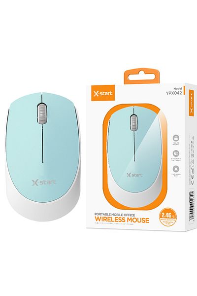 REDz Accessories X-START YPX042 Mouse, 2.4G Connection, USB, 1000 DPI, Ergonomic and Portable, Turquoise