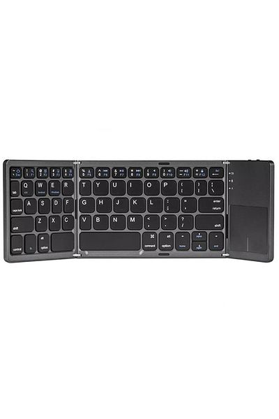 REDz Accessories Mini Tri-Fold Keyboard, Bluetooth, Smart Touch Pad, 48-hour Battery Life, Slim and Foldable, Black