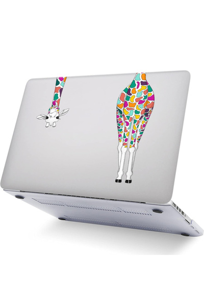 REDz Accessories Husă Giraffe, Design Artistic, Compatibilă cu MacBook Touchbar Air 13", Transparentă și Multicoloră