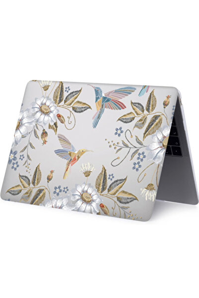 REDz Accessories Carcasă Hummingbird and Flowers, design artistic, compatibilă cu MacBook Touchbar Air 13", transparentă