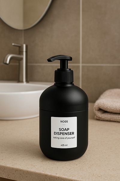 Melkan Home Δοχείο υγρού σαπουνιού γυαλιού |   425 ml |   Μοντέρνα δοσομετρική σαπουνιού μπάνιου |   Κομψό Pump Glass Dispenser 9,4x9,4x16 cm