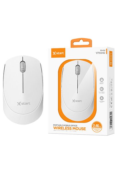 REDz Accessories X-START YPX042 Mouse, 2.4G Connection, USB, 1000 DPI, Ergonomic and Portable, White