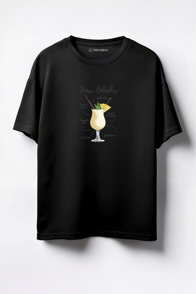 Merch&ice Tarifli Pina Kolade Štampano Unisex Oversize kroj T-shirt