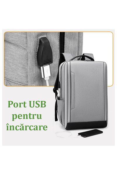 REDz Accessories Multifunctional Laptop Backpack, USB Charging Port, Compatible with 15", Textile, Gray
