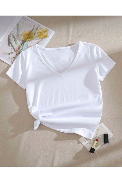 khufu V NECK χωρίς εκτύπωση Trend Oversize Tshirt casual