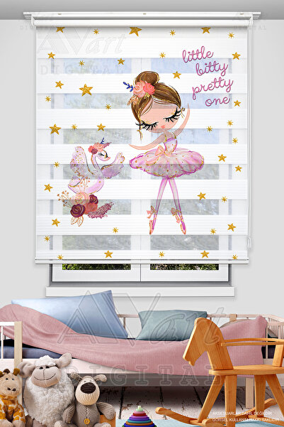 Avart Digital Balerin Ve Kuğu Baskılı Zebra Perde - Dijital Baskılı Zebra Per...