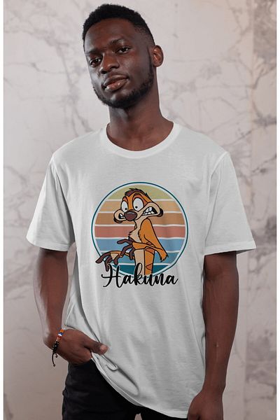 Fuddy Moda Unisex Hakuna Written T-Shirt, Υπερμεγέθη T-Shirt με θέμα το Lion King