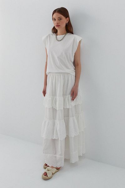 MARKALİSTE Folded Pleated Skirt Ecru