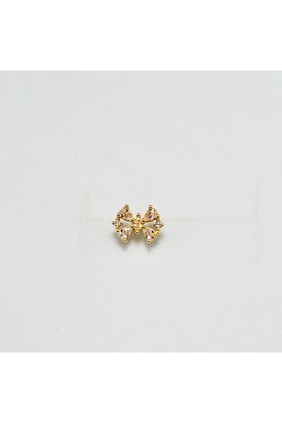 Piercing by Sever Bow Model Steel Piercing Gold/Gold Color and Transparent Baguette Stone (Targus Helix Conch Flat)