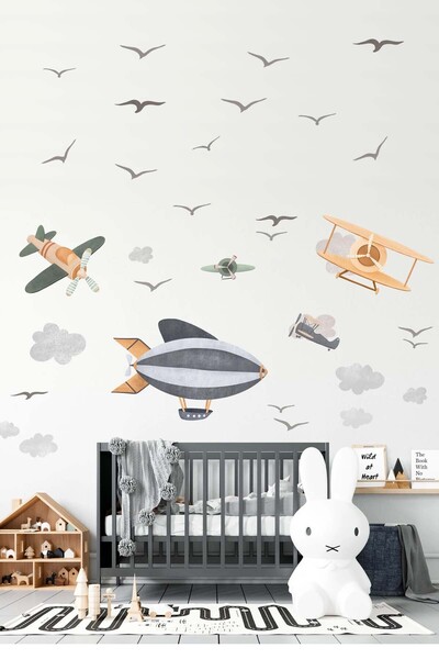 KT Decor Set de autocolante de perete pentru camera copiilor Sky Dream Retro ...